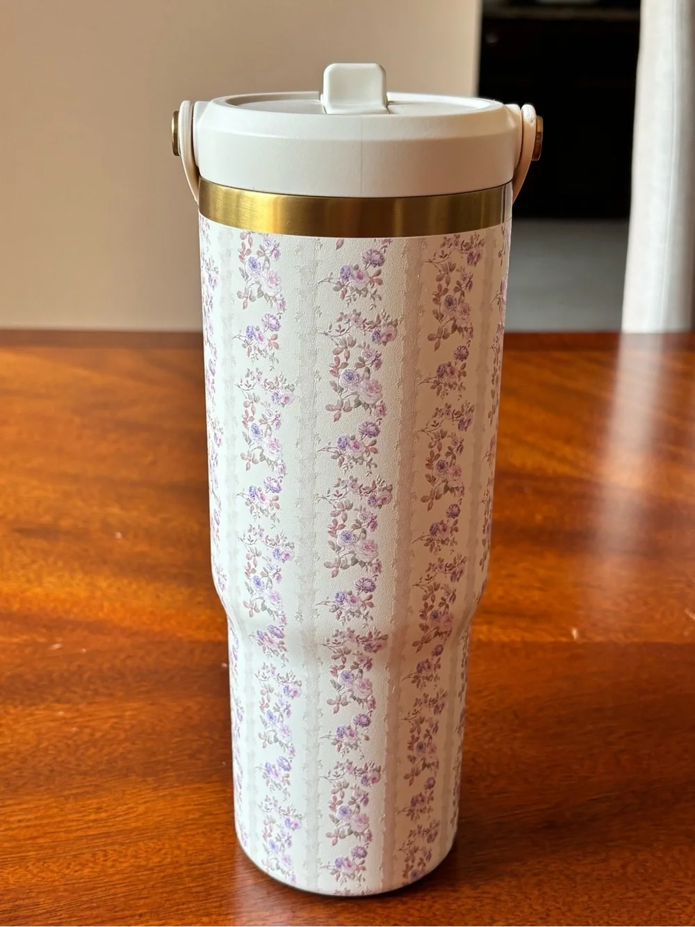 Hydro Flask Floral Travel Tumbler - White & Purple